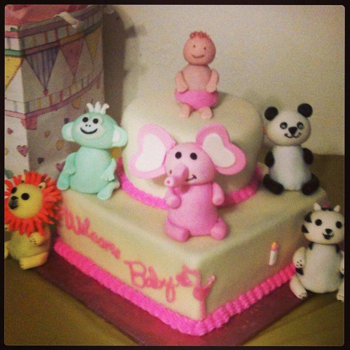 Zoo Animals Baby shower cake