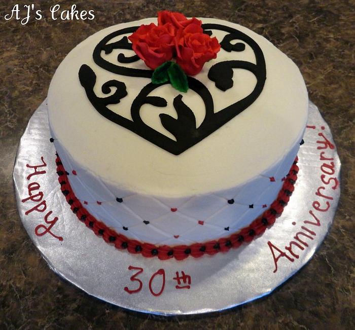 Swirly Heart Anniversary Cake