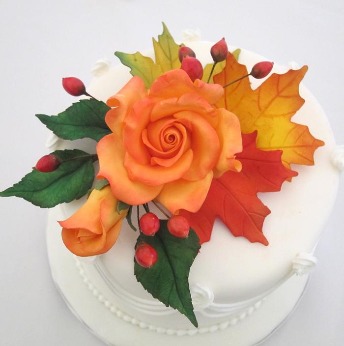 Fall Wedding Cutting Cake 