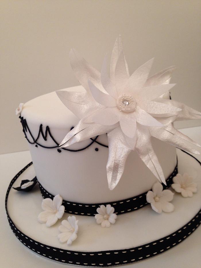 Black & White chic birthday cake