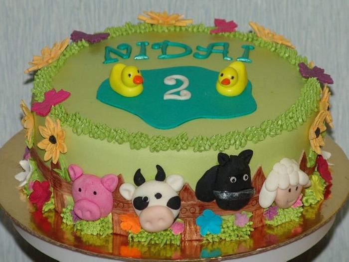 Farm themed birthday cake