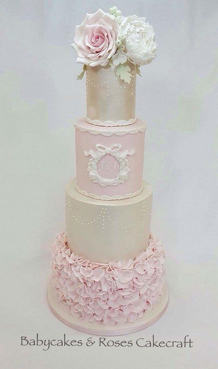 Pink Ruffle wedding cake 