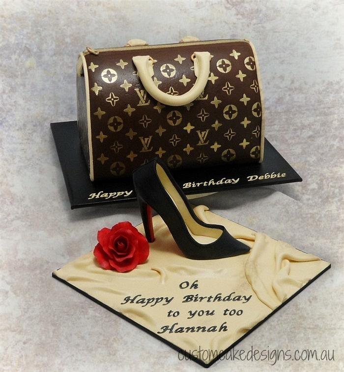 black louis vuitton shoe cake, A 23rd birthday cake featuri…