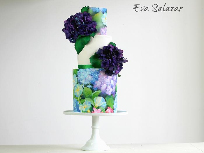 Purple Hydrangeas Cake that smell like sugar