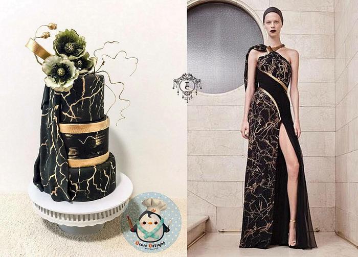 Black and Gold beauty couture cakers international collaboration 2018