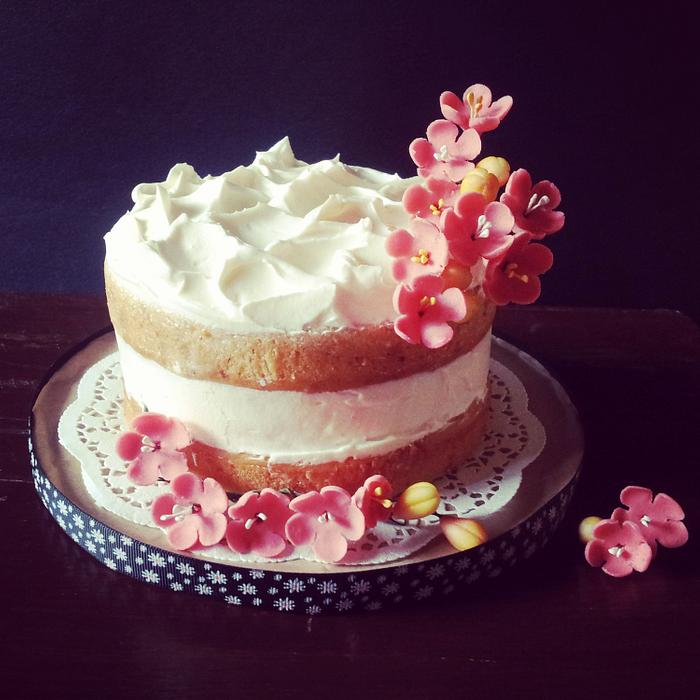 cherry blossom naked cake