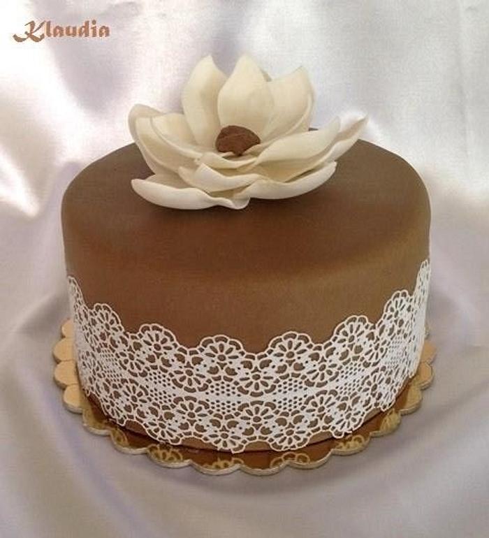 birthday cake with magnolia