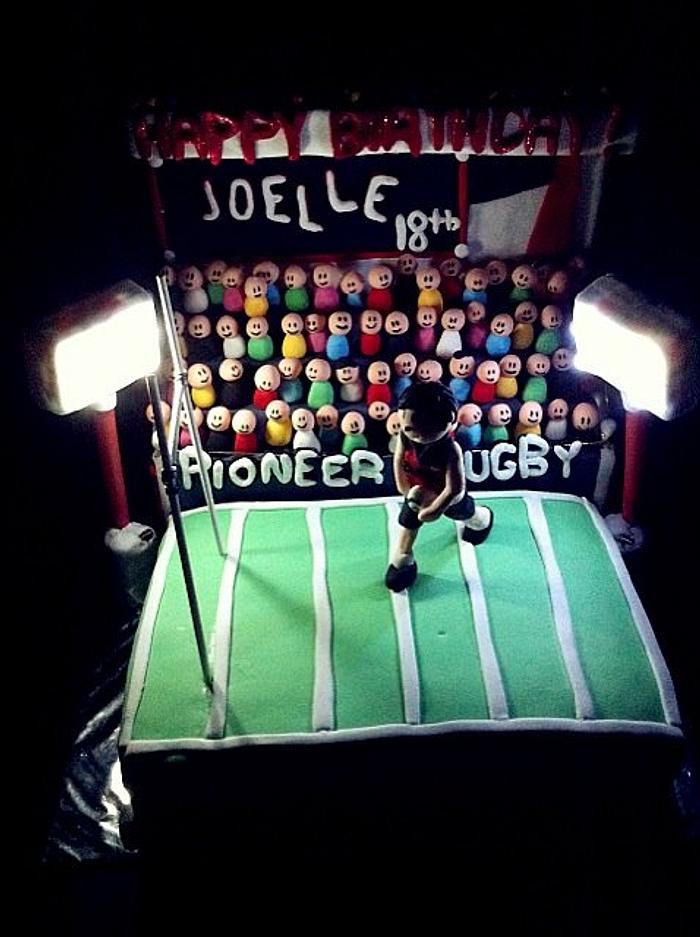 Rugby stadium cake with Lights