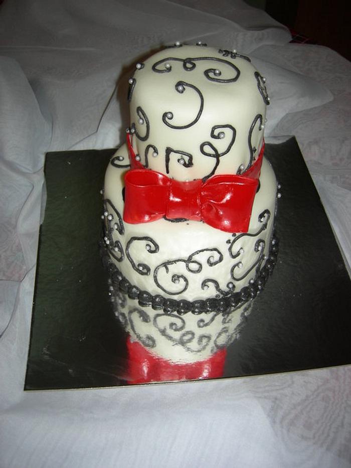 Black Filigree Bridal Shower Cake