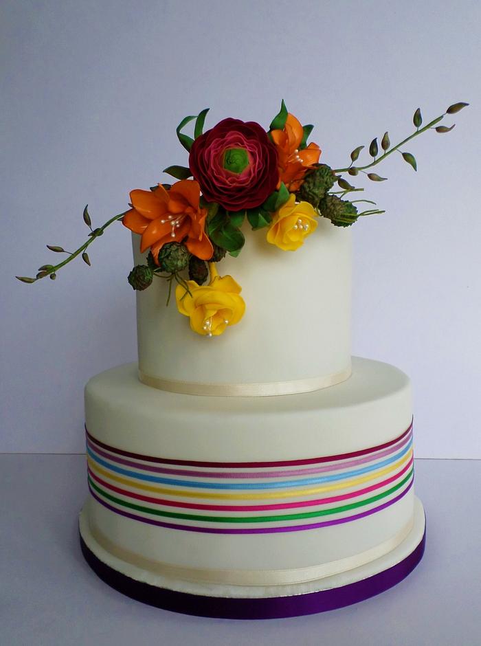 Rainbow ribbons and flowers