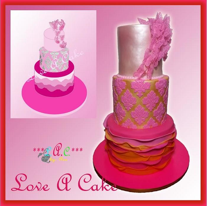 Pink Butterflies-themed Debutante Cake