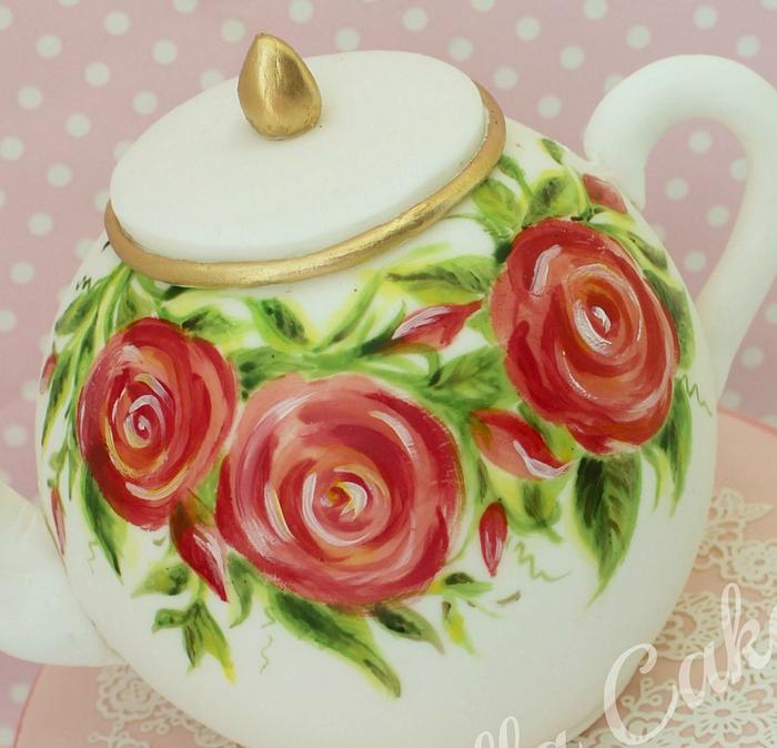Hand Painted Teapot Cake