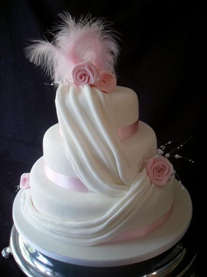 drapes wedding cake