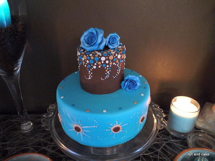 Blue and brown cake