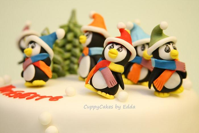 7 dancing rainbow penguins