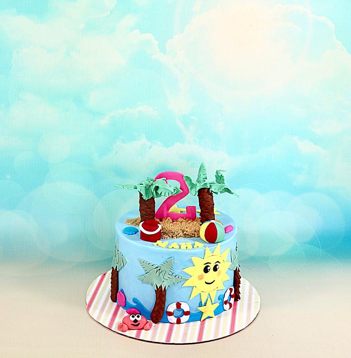 Beach theme cake