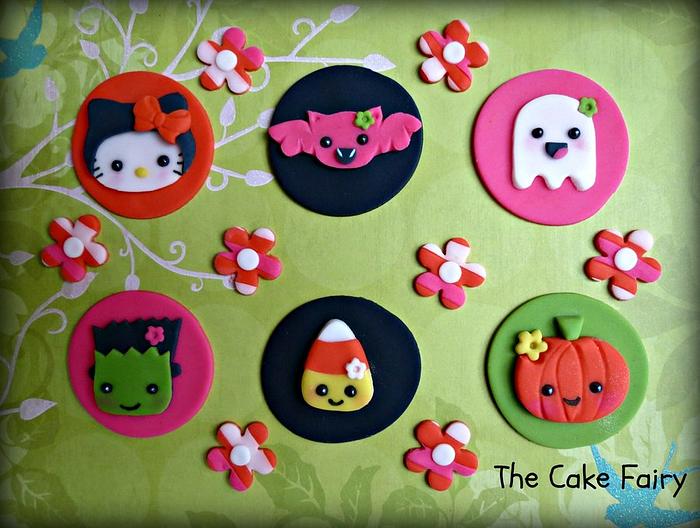Kawaii Halloween Girly Cupcake Toppers
