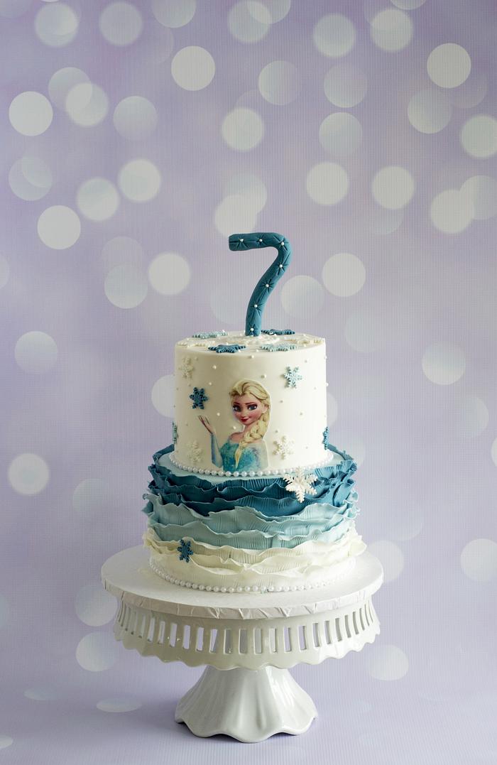Elsa Ruffled birthday cake 