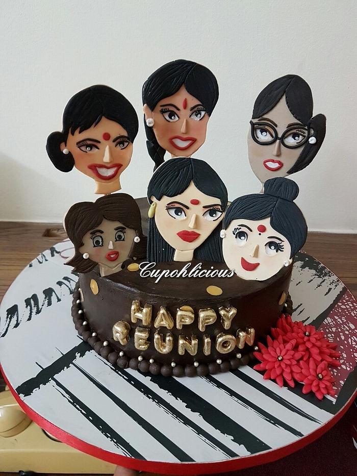 A reunion themed chocolate cake 