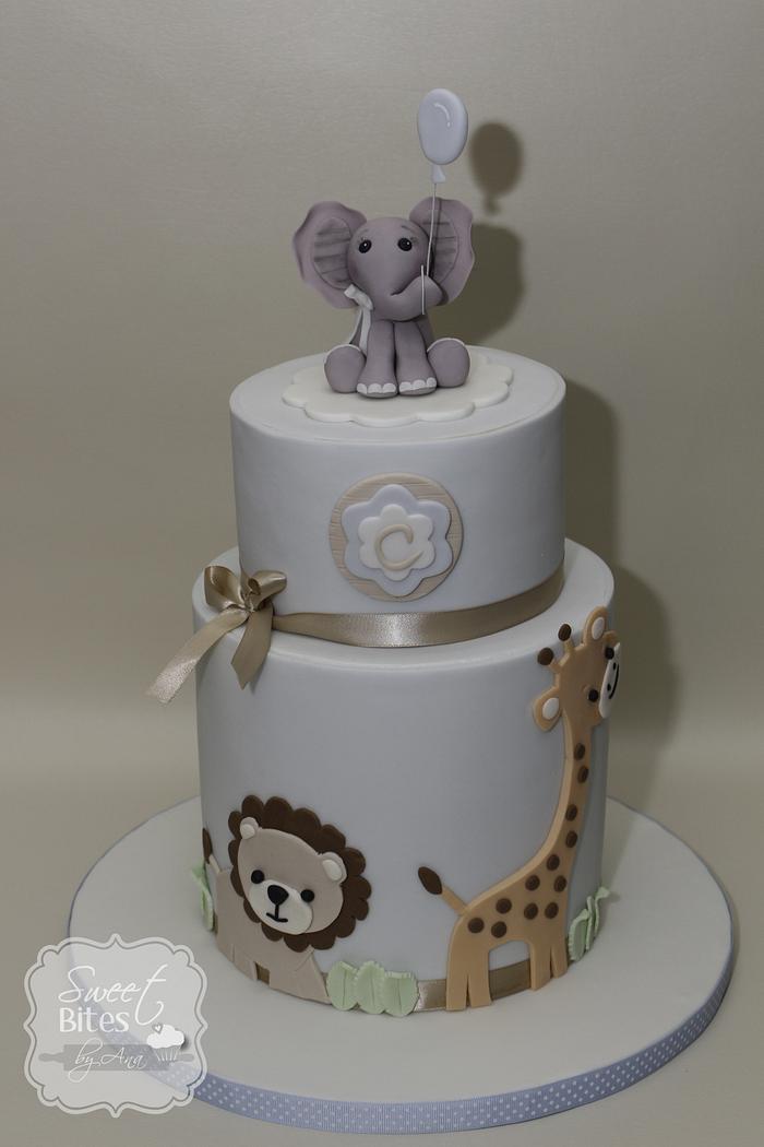 Animal Theme Boy Baby Shower Cake - Decorated Cake by - CakesDecor