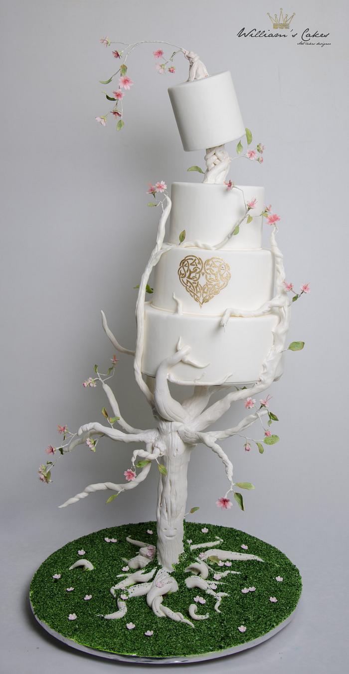 Tree love wedding cake