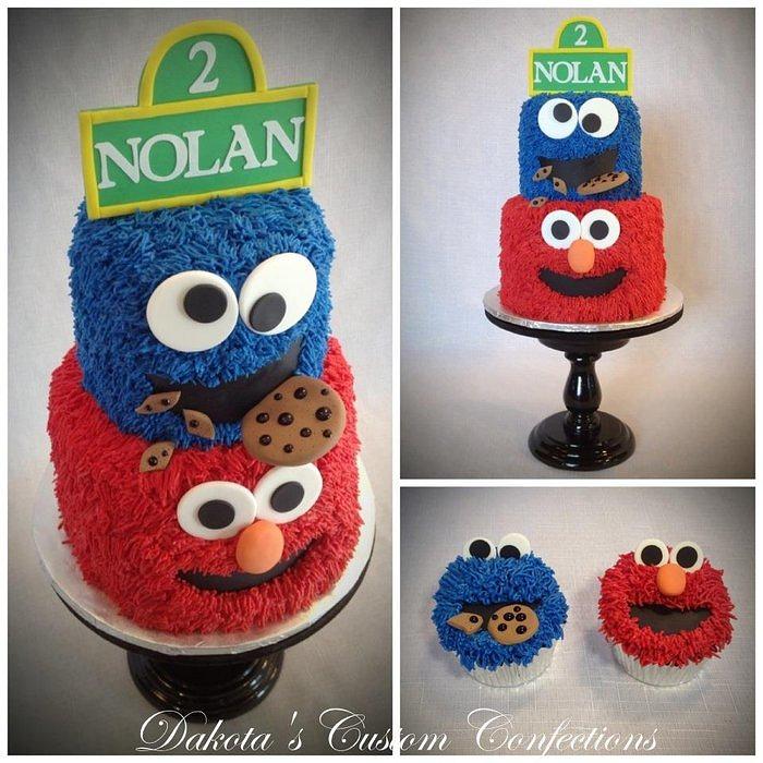 Sesame Street Birthday Cake and Cupcakes