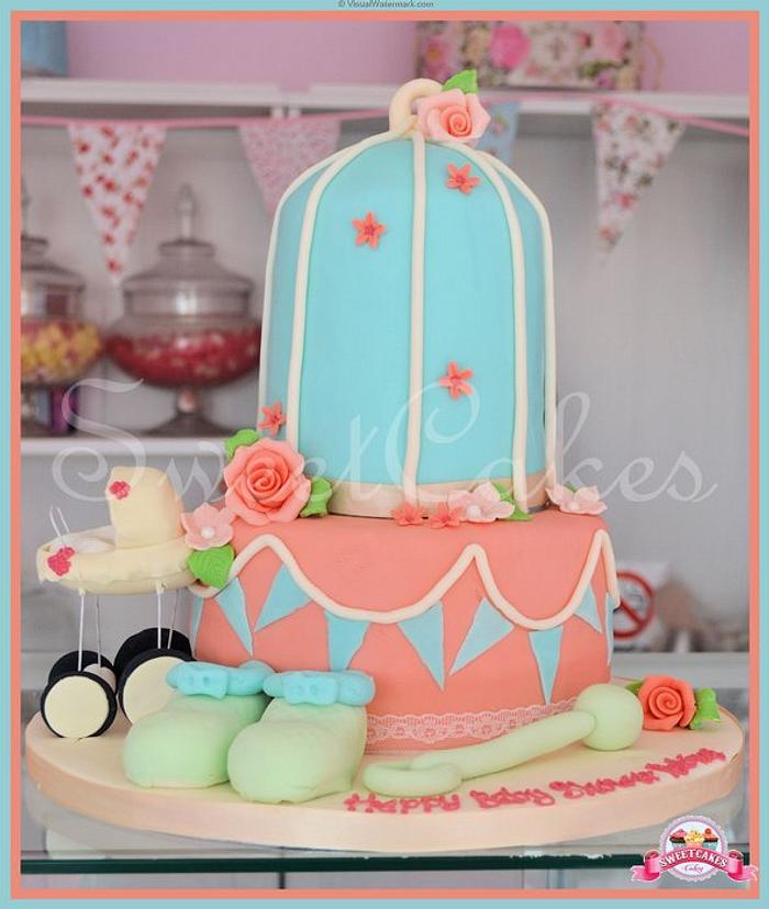 Birdcage Baby Shower Cake
