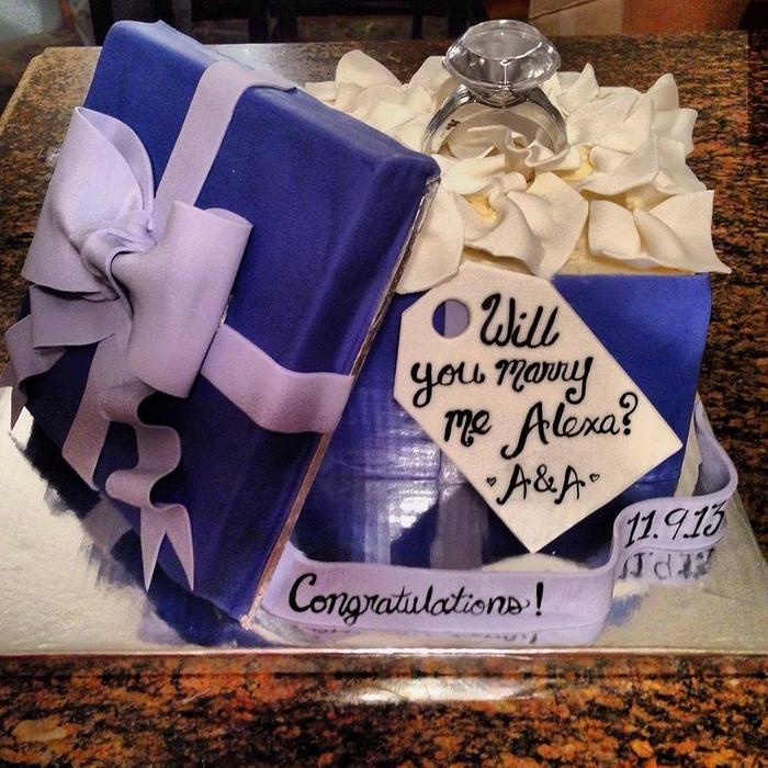 Purple Engagement Gift Box Cake