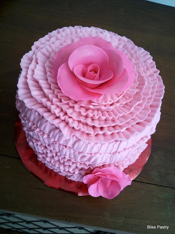 Ruffles and Roses Thank You Cake
