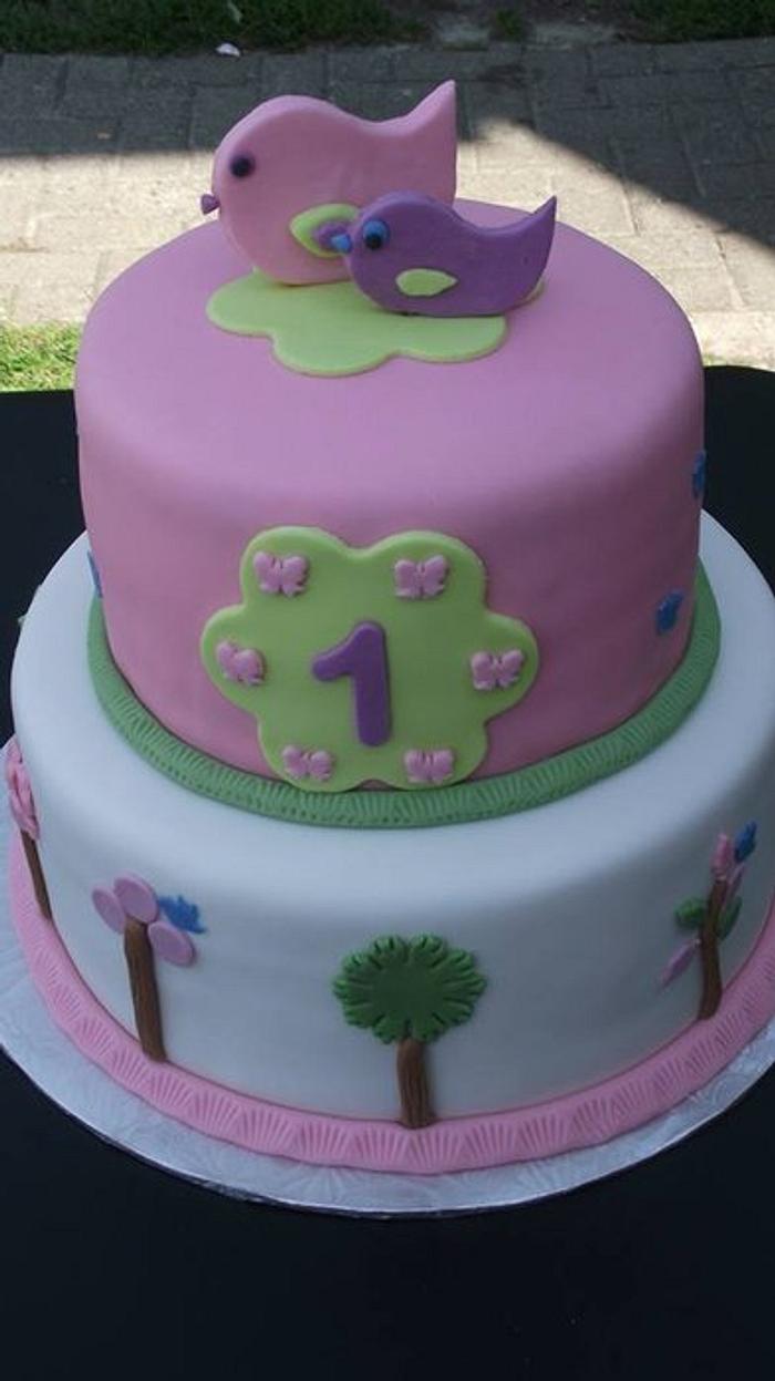 Two tier bird cake