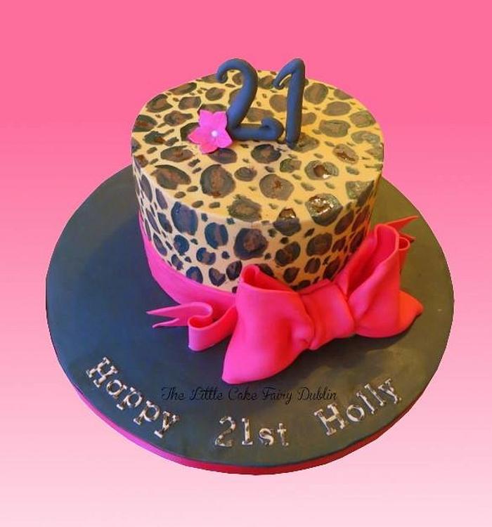Hot pink Leopard Print 21st birthday cake