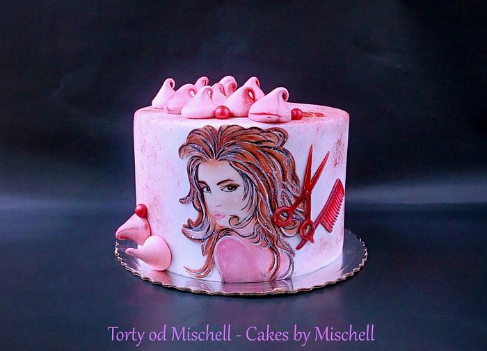 Painted hairdresser cake 