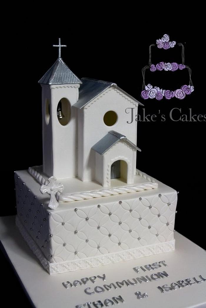 Fondant church Holy Communion cake