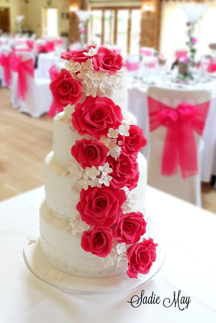 Cerise Pink Wedding cake 