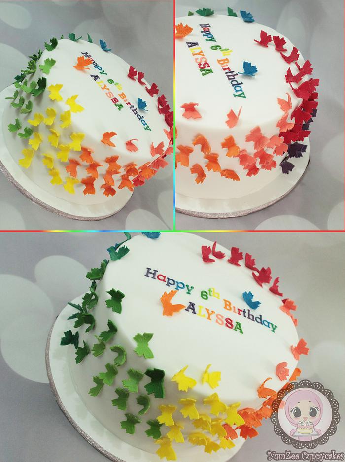 Rainbow butterflies cake