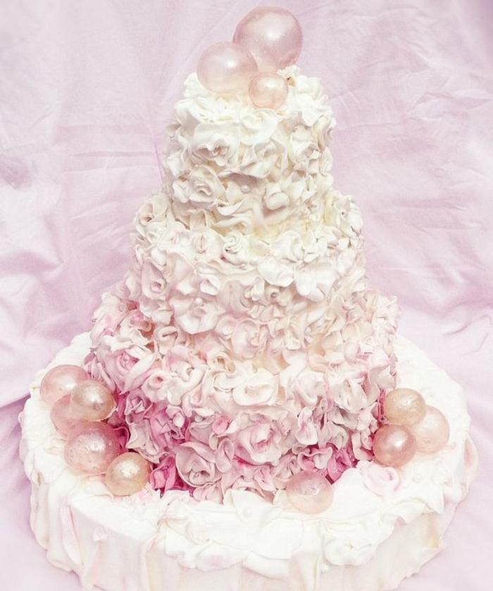 Pink Bubbles Wedding Cake