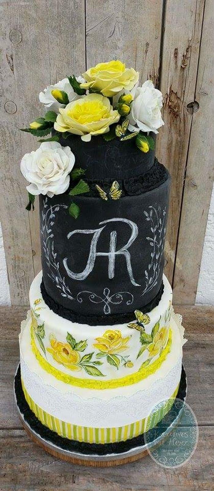 Yellow Black Weddingcake