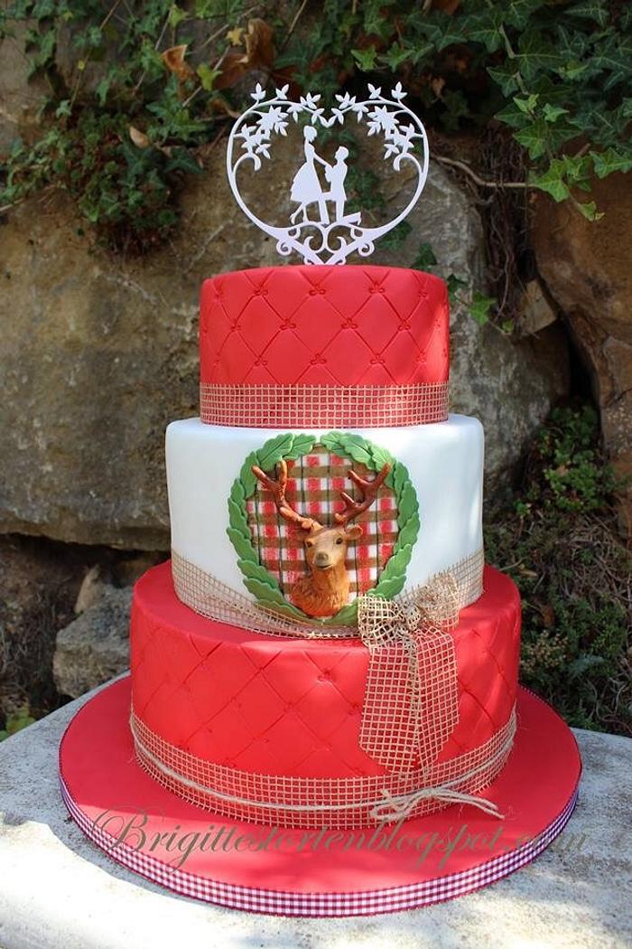 Rustic Wedding cake with deerhead