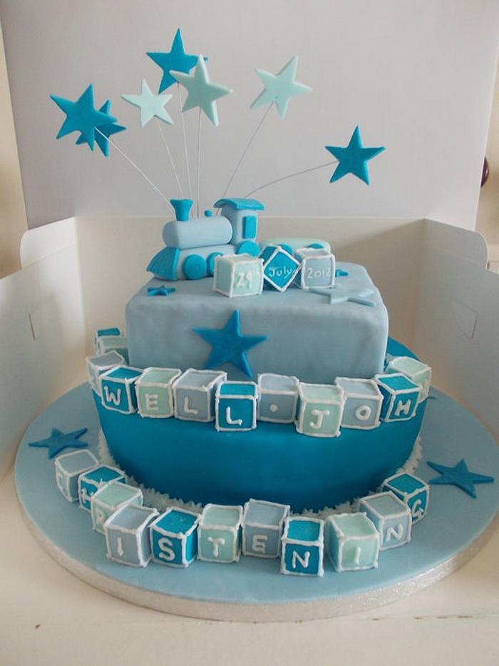 Boys christening cake