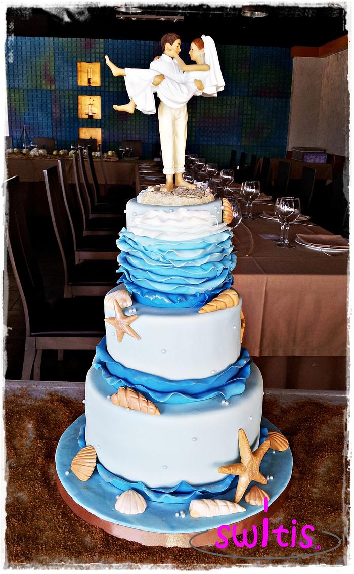 marine wedding cake