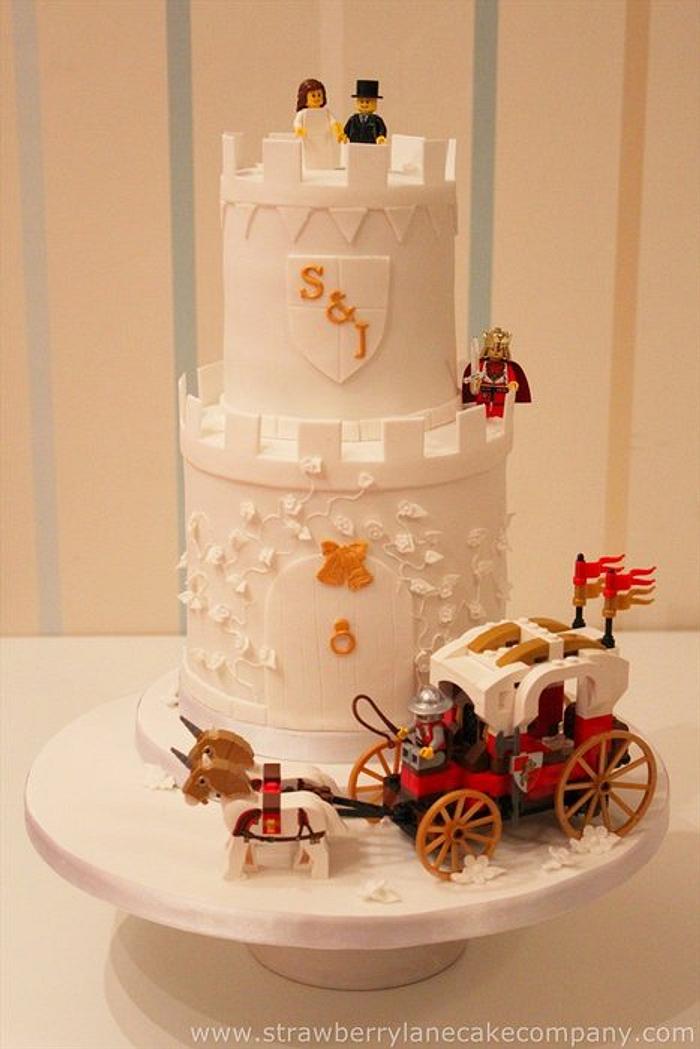 Jen and Steve's Lego Castle Wedding Cake