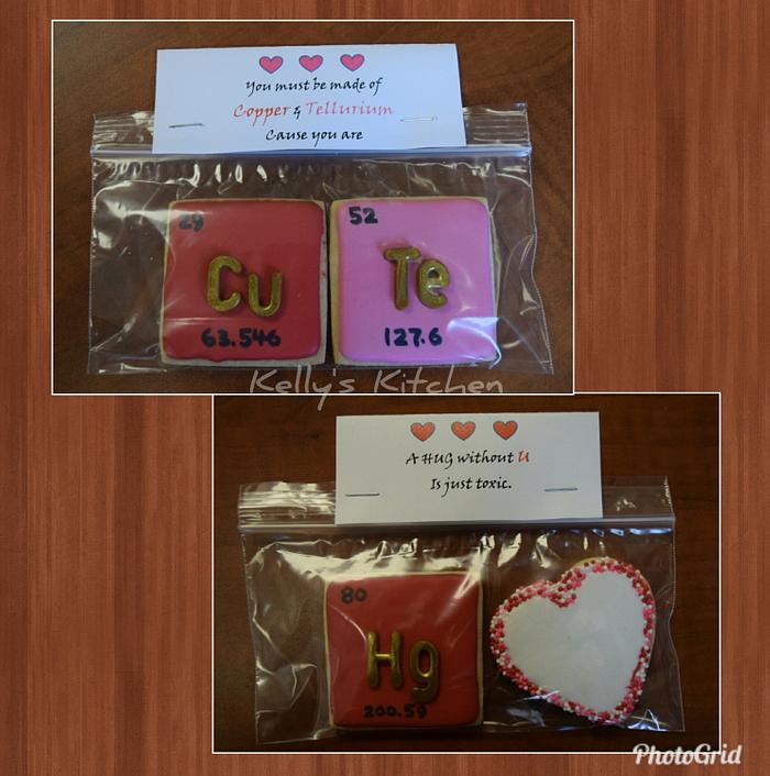 Chemistry themed Valentine's Day cookies