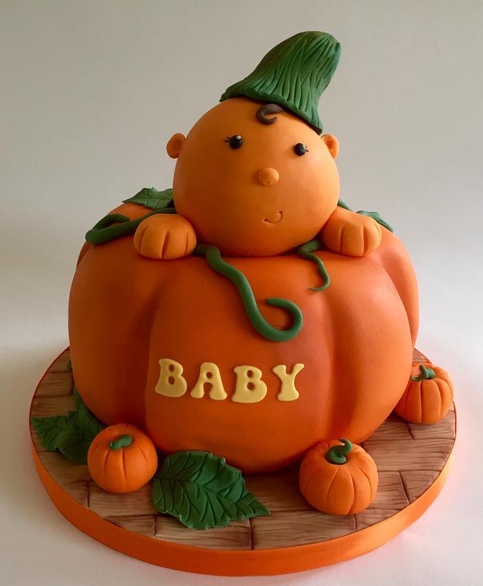 Pumpkin patch baby shower cake