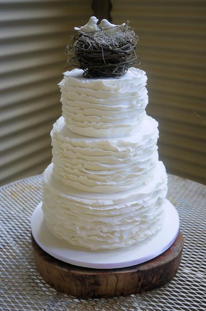 Rustic Ruffle Wedding Cake
