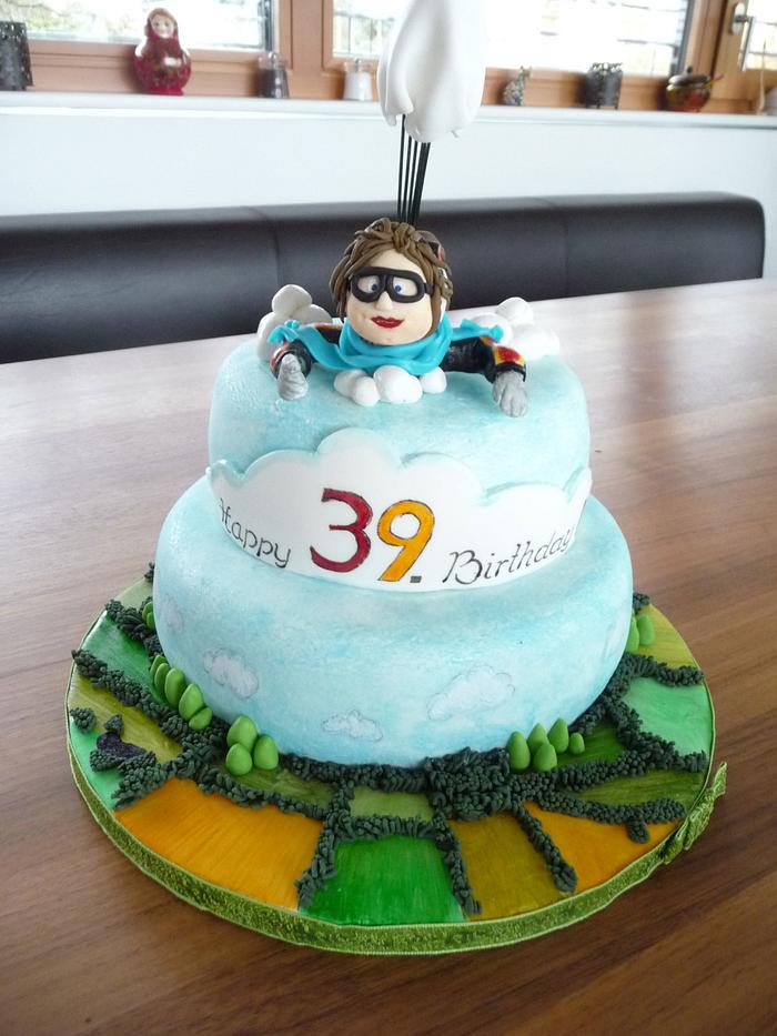 "Sky diver" birthday cake