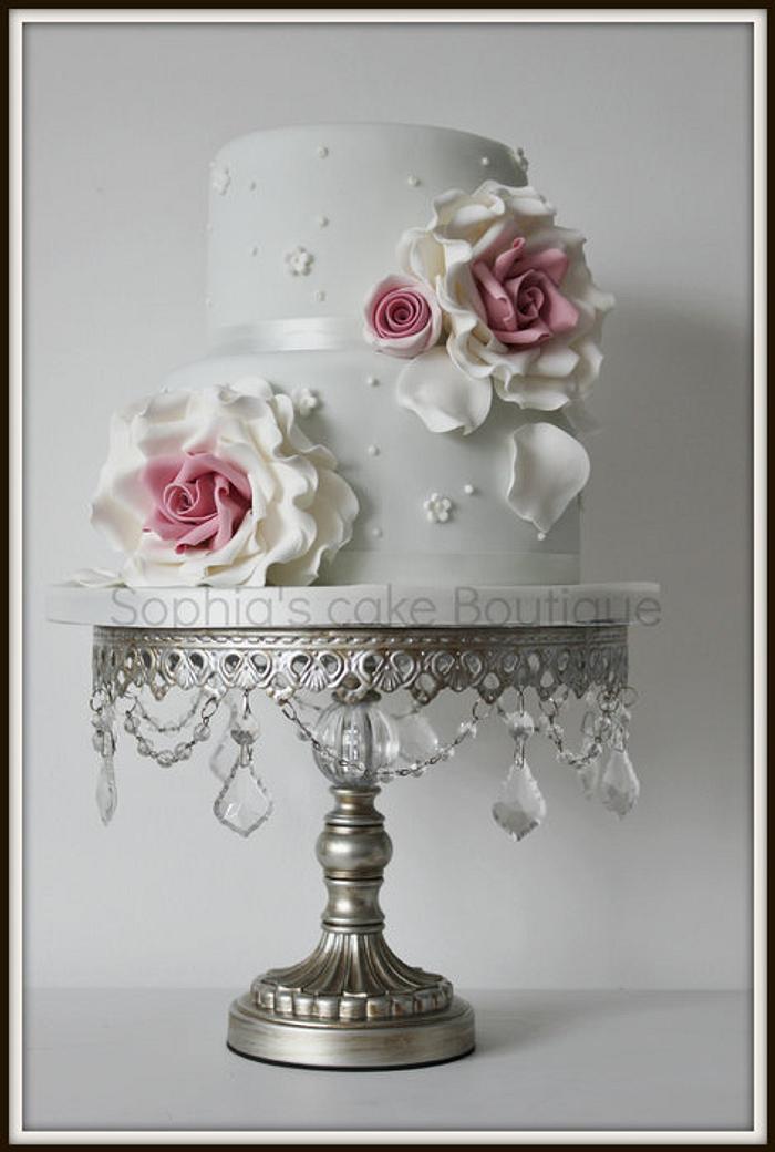 two tier rose cake