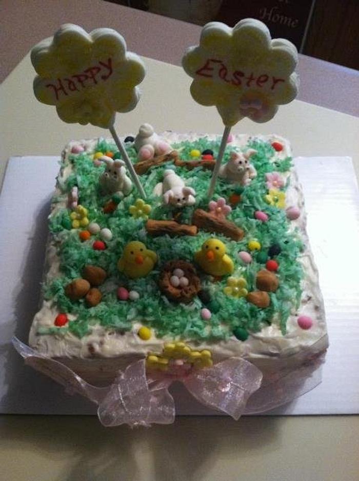 Bunny and Chick Easter Cake