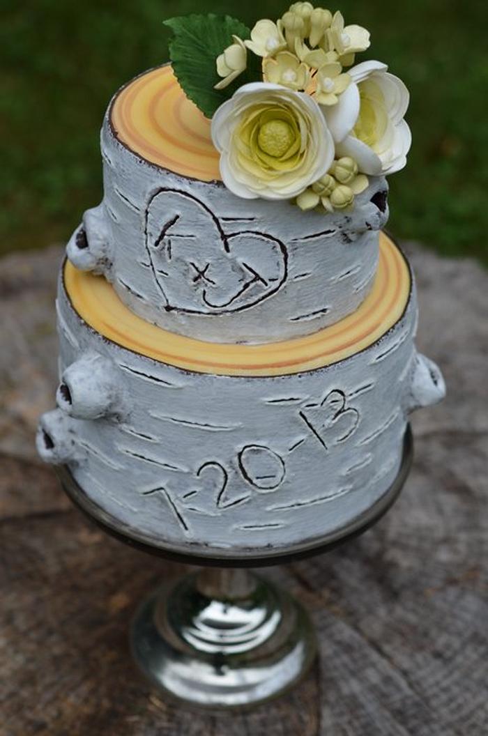 Birch wedding cake