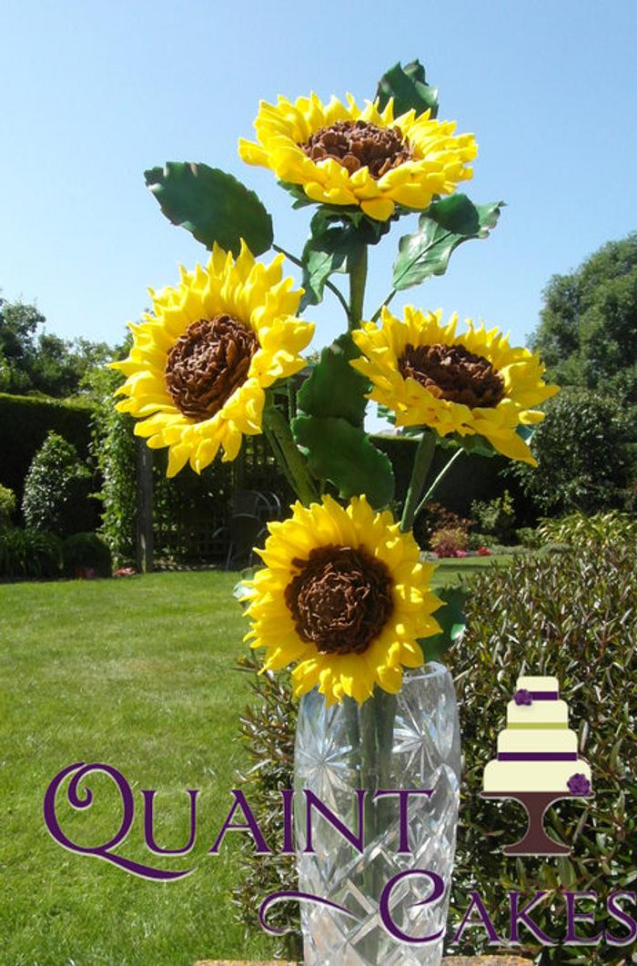 WIRED SUGAR SUNFLOWERS by Janet Henderson @ Quaint Cakes