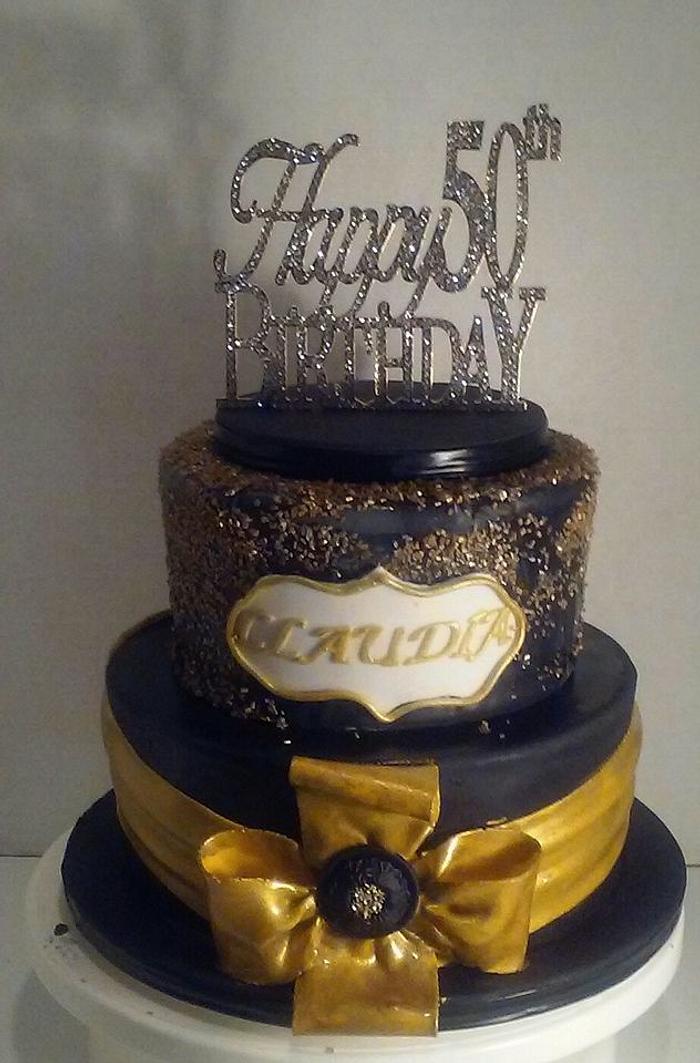 Black and Gold Sparkle Cake